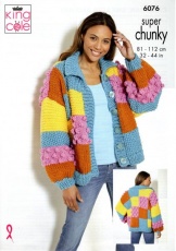 Knitting Pattern - King Cole 6076 - Big Value Super Chunky - Ladies Cardigan, Sweater and Hat